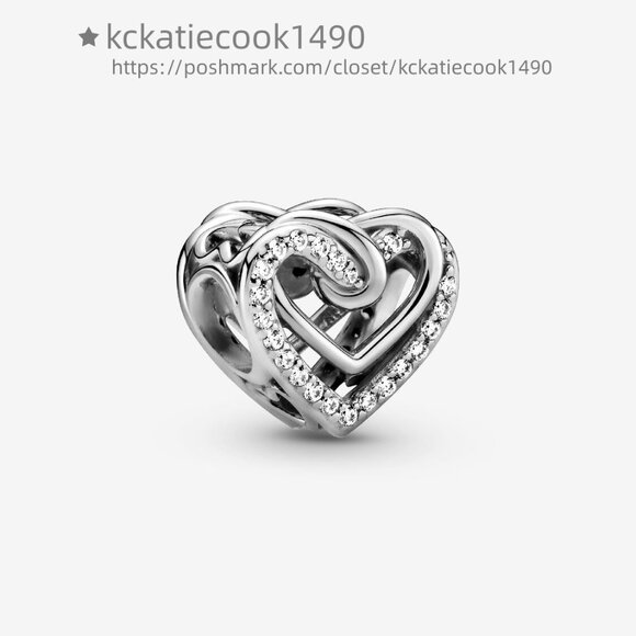 Pandora Sparkling Entwined Hearts Charm - Picture 1 of 6
